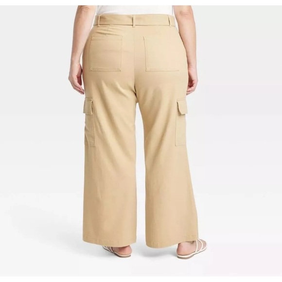 Ava & Viv High-Rise Wide Leg Cargo Pants Tan Women Plus Sizes choose your size👇 - Picture 2 of 9
